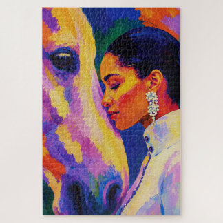 Puzzle Gentle Bond – Mujer y Caballo Retrato Fauvista