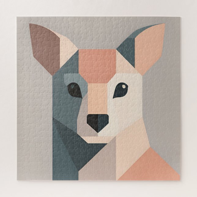 Puzzle Geometric Kangaroo Portrait Minimalist  (Vertical)