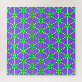 Puzzle Geometric Starburst in Purple, Green and Yellow