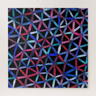 Puzzle Geométrica de acuarela: Patrón de cuadrícula de tr