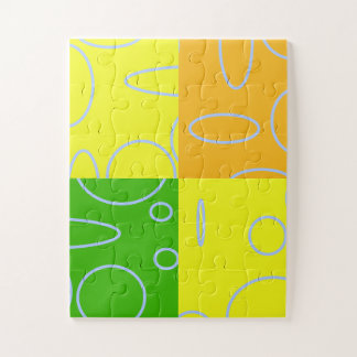 Puzzle Geométrica del Naranja verde amarillo cuatro y div