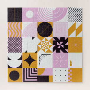 Puzzle Geométrica Escandinava: Obra de arte de mano.