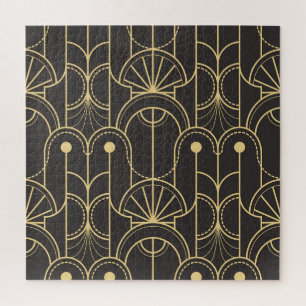 Puzzle Geométrica moderna: Vintage de líneas de oro