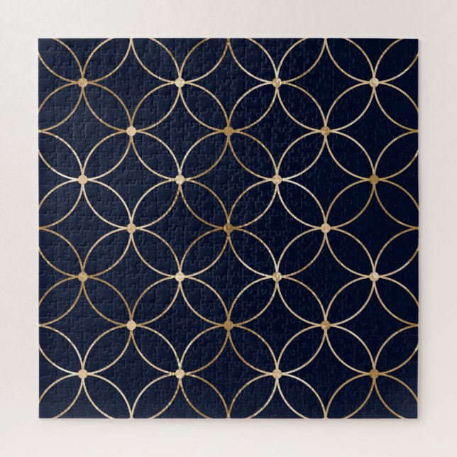 Puzzle Geométrico de época: Resumen azul de oro (Vertical)