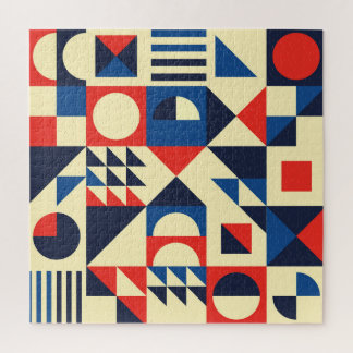 Puzzle Geométrico De Mediano Siglo: Patrón Retro Funky.