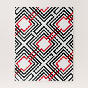 Puzzle Geométrico Rojo Negro y Blanco