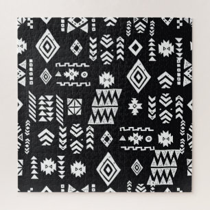 Puzzle Geométrico tribal: fondo elegante y sin costuras.
