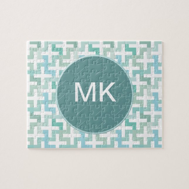 Puzzle Geométrico verde de la marea (Horizontal)