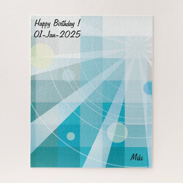 Puzzle Geometrio artístico moderno personalizado Azul (Vertical)