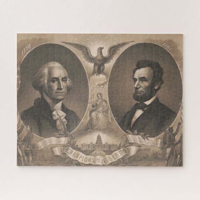 Puzzle George Washington Abraham Lincoln Eagle Patriotic (Horizontal)