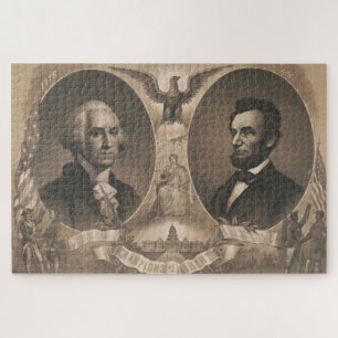 Puzzle George Washington Abraham Lincoln Eagle US Vintage