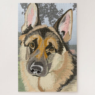 Puzzle German Shepherd, Alsation Portrait