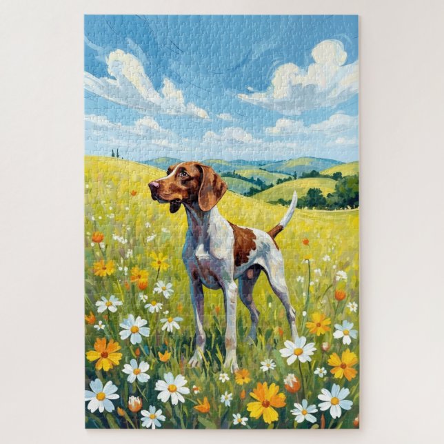 Puzzle German Shorthaired Pointer Spring Meadow Dog (Vertical)