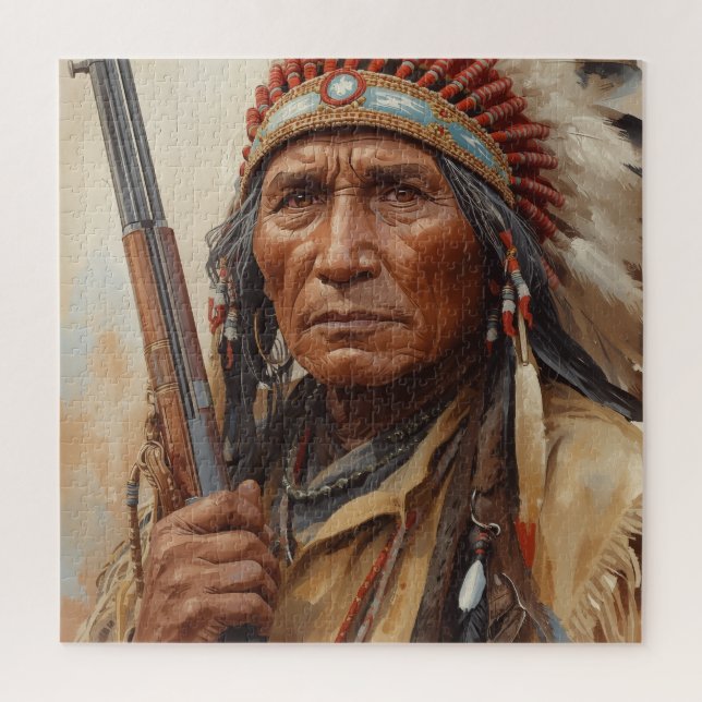 Puzzle Geronimo Indian Chief Warrior Portrait (Vertical)