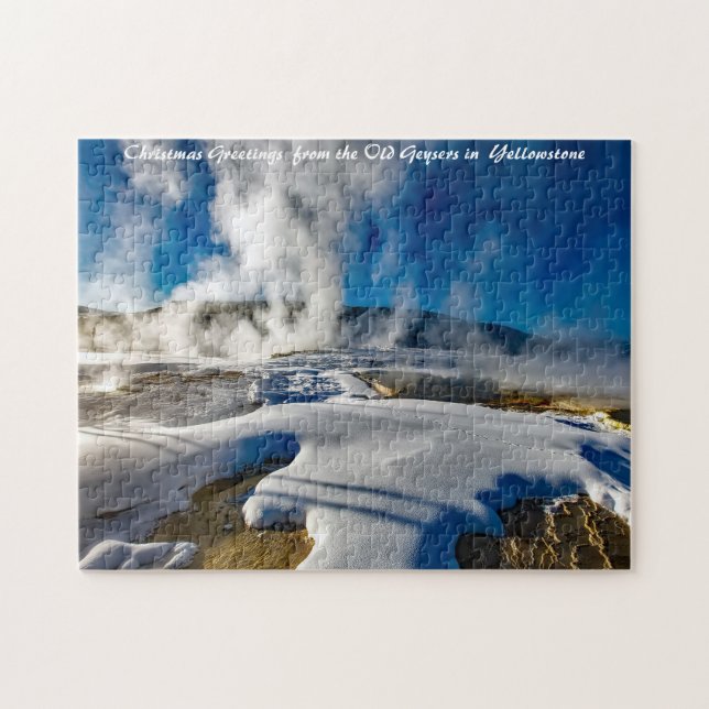 Puzzle Geysers Yellowstone. Saludos de Navidad (Horizontal)