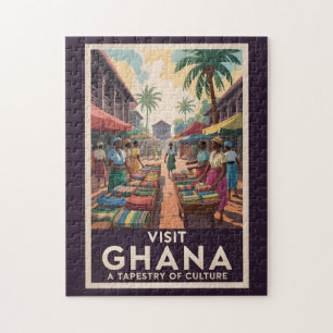 Puzzle Ghana Ilustracion de mercado Viaje de arte