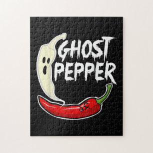 Puzzle Ghost Pepper Funny Spicny Hot Halloween Ghost Pepp