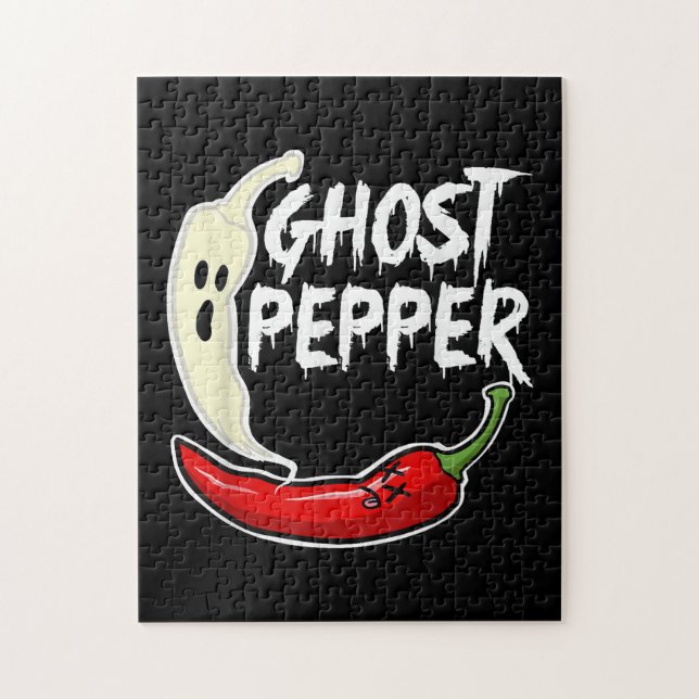 Puzzle Ghost Pepper Funny Spicny Hot Halloween Ghost Pepp (Vertical)