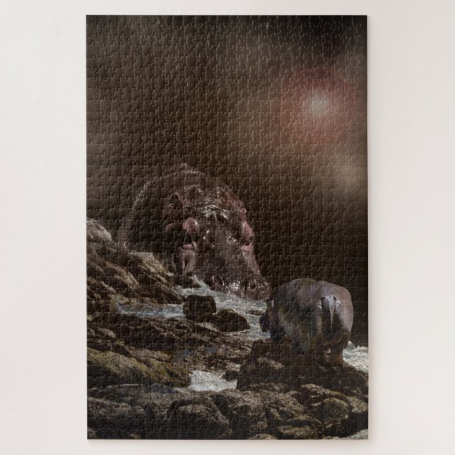 Puzzle Giant Hippo Finds Love, (Vertical)