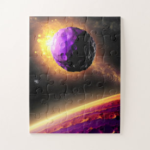 Puzzle Gigante cometa morado ruge hacia el planeta rosa