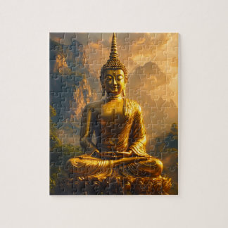 Puzzle Gilded Seated Buddha Under a Sunset Sky