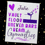Puzzle Gimnasia Amor Bóveda de suelo de bóveda desigual<br><div class="desc">Gimnasia Love Vault Floor Uneven Bars Beam diseñado para chicas que aman ser una gimnasta! ¡personalizado hecha con su nombre!</div>