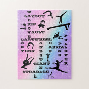 Puzzle Gimnasia chica Habilidades Pastel Estrellas palabr
