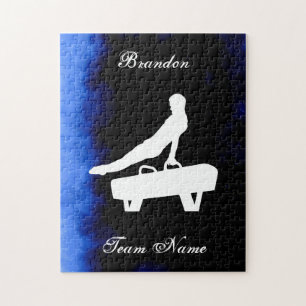 Puzzle Gimnasia masculina negra, azul, blanca con nombre 