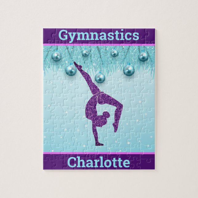 Puzzle Gimnasia Navidades Purple Aqua Personalizada (Vertical)