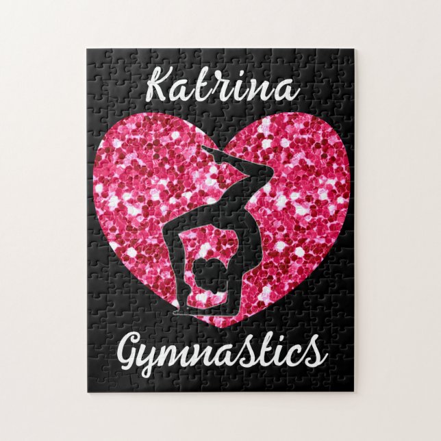 Puzzle Gimnasia Negra y Rosa Caliente Personalizada (Vertical)