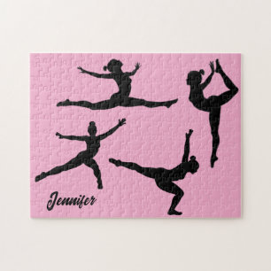 Puzzle Gimnasia personalizada, silueta de gimnasta rosa