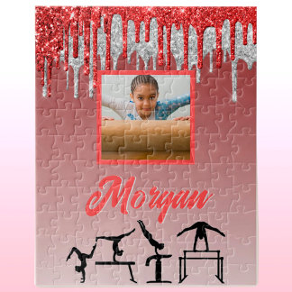 Puzzle Gimnasia Purpurina rojo y plateado Personalizado F
