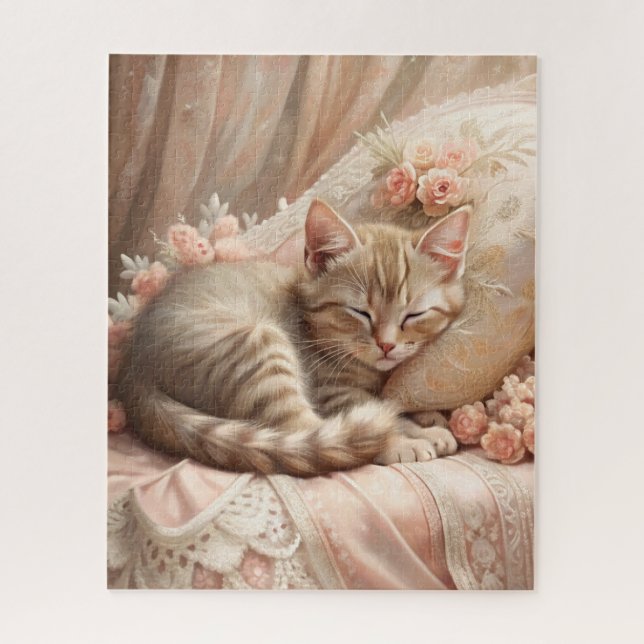 Puzzle Ginger Kitten Sleeping (Shabby Chic) (Vertical)