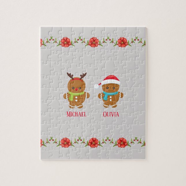 Puzzle Gingerbread Cookie Couple (Vertical)