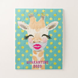 Puzzle Girafa Cuta Con Máscaras Con Labios Covid-19