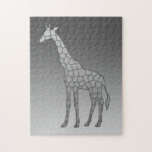 Puzzle Girafa geométrica moderna gris plateado / gris