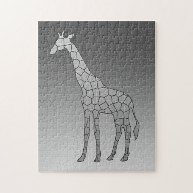 Puzzle Girafa geométrica moderna gris plateado / gris (Vertical)