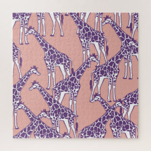 Puzzle Giraffe Colorful Spots Vintage Safari Ilustracion