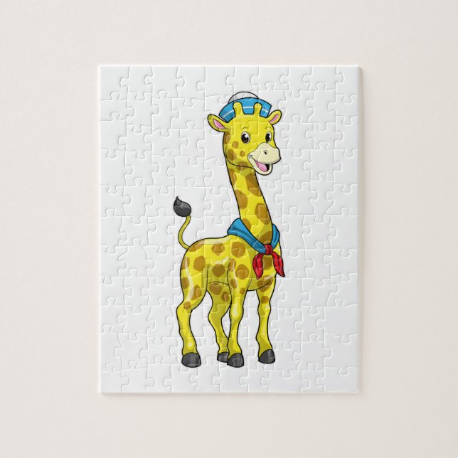 Puzzle Giraffe como marinero con gorra marinero (Vertical)