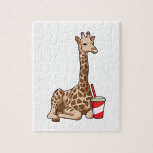 Puzzle Giraffe con bebida