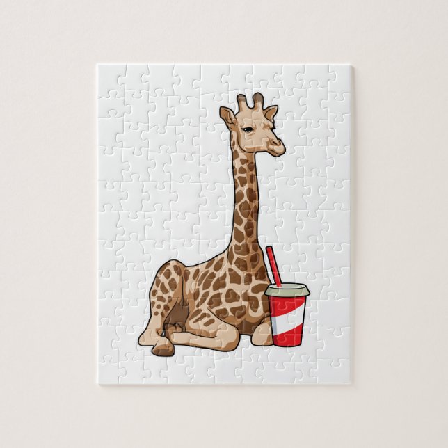 Puzzle Giraffe con bebida (Vertical)