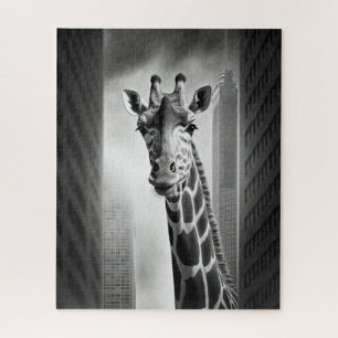 Puzzle Giraffe en un paisaje urbano