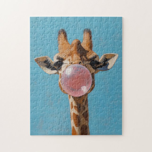 Puzzle Giraffe ondeando burbuja rosa de burbujas (Vertical)