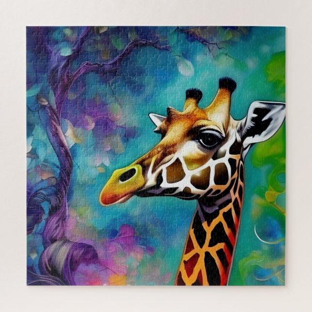 Puzzle Giraffe Retrato Colorido (Vertical)