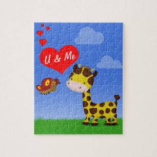 Puzzle Giraffe y mariposa enamorada