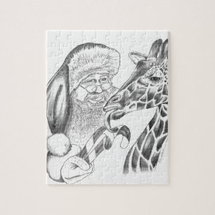 Puzzle Giraffe y Santa navidades