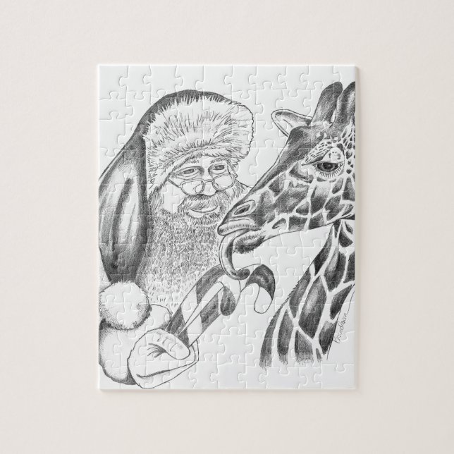 Puzzle Giraffe y Santa navidades (Vertical)
