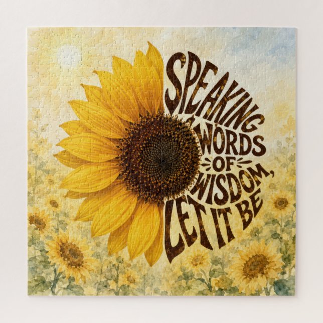 Puzzle Girasol amarillo con cita inspiradora (Vertical)