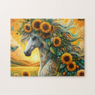 Puzzle Girasol Caballo Atardecer