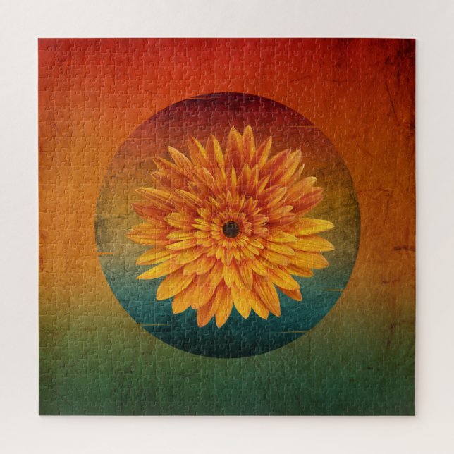 Puzzle girasol floral vintage   (Vertical)
